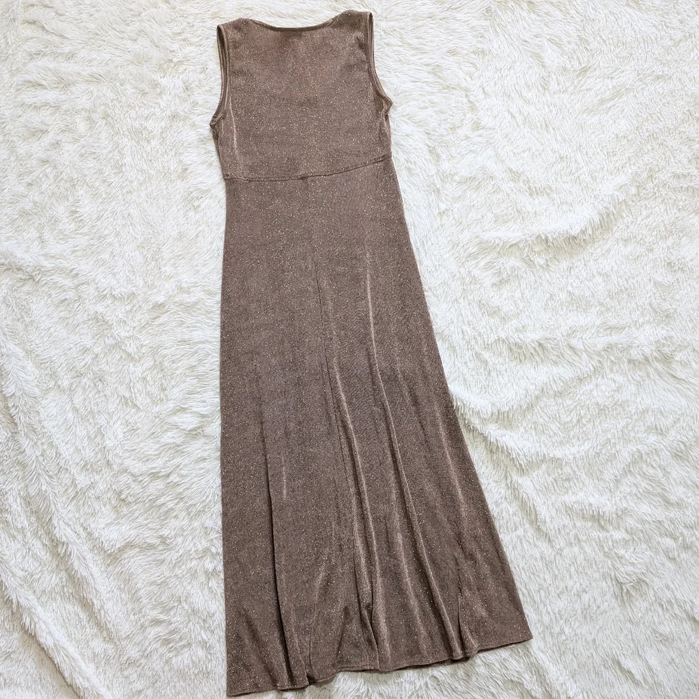 Vintage Rabbit Designs Slinky Gold Sparkly Formal Dress Cardigan Set Size 6 - Picture 9 of 17